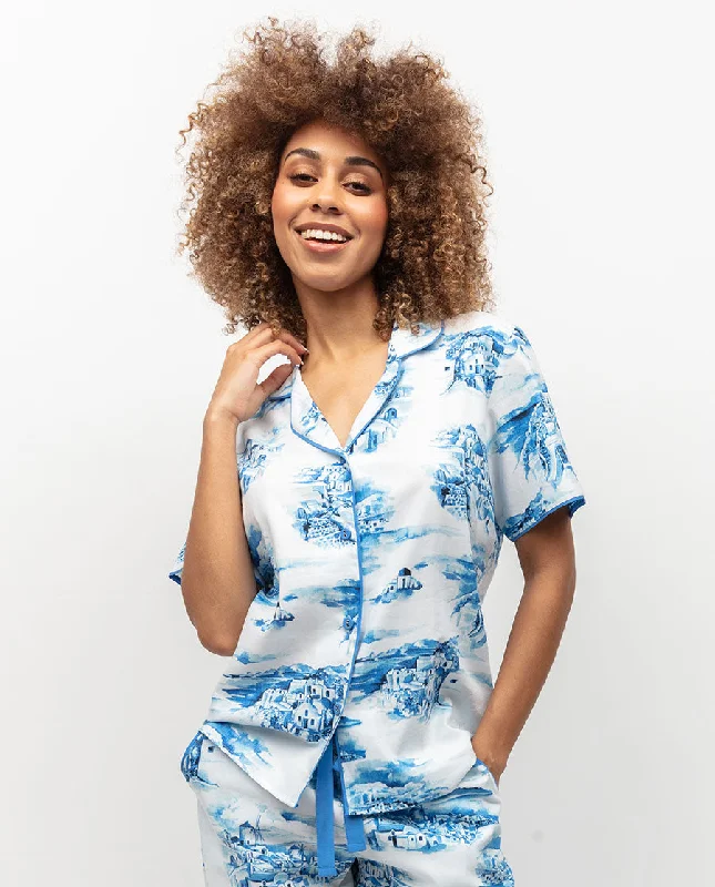 Donna Santorini Print Pyjama Top