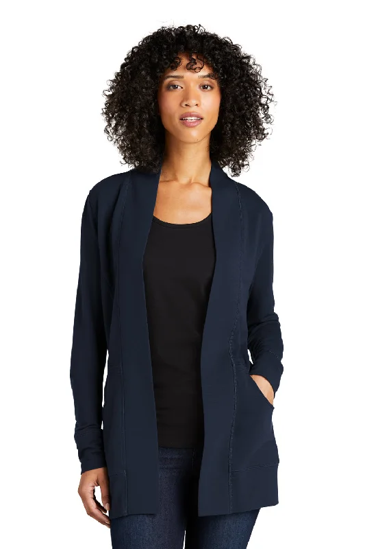 Port Authority Womens Microterry Snag Resistant Long Sleeve Cardigan Sweater - River Navy Blue