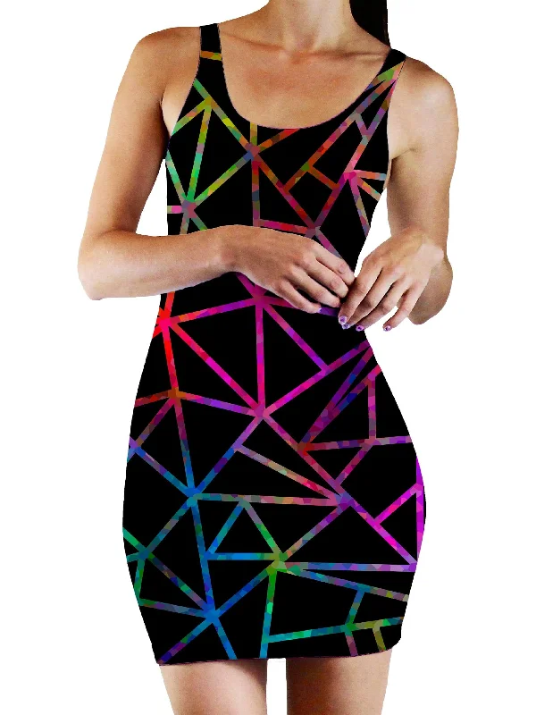 Webbed Geometric Bodycon Mini Dress