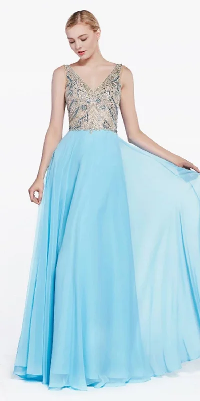 Cinderella Divine 71190 Long Dress Beaded Top Open Back