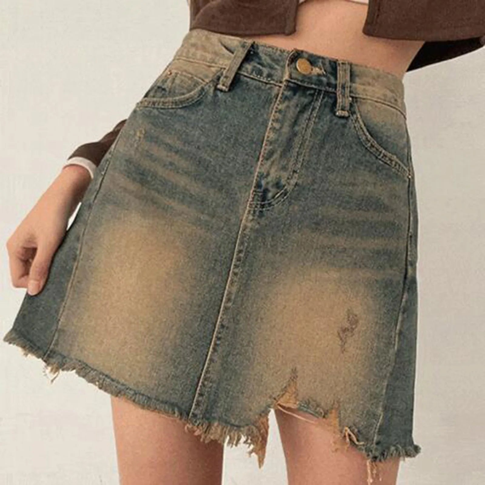 Denim Mini Skirts For Women Summer Wide Leg Jeans Vintage Black Skirt