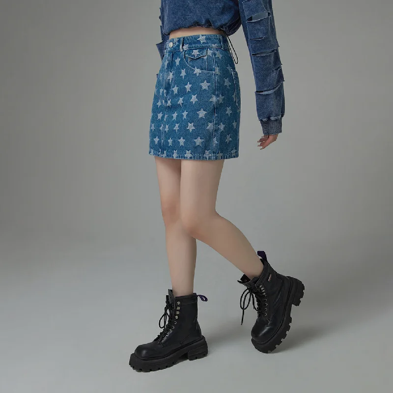 Star Denim Mini Skirt