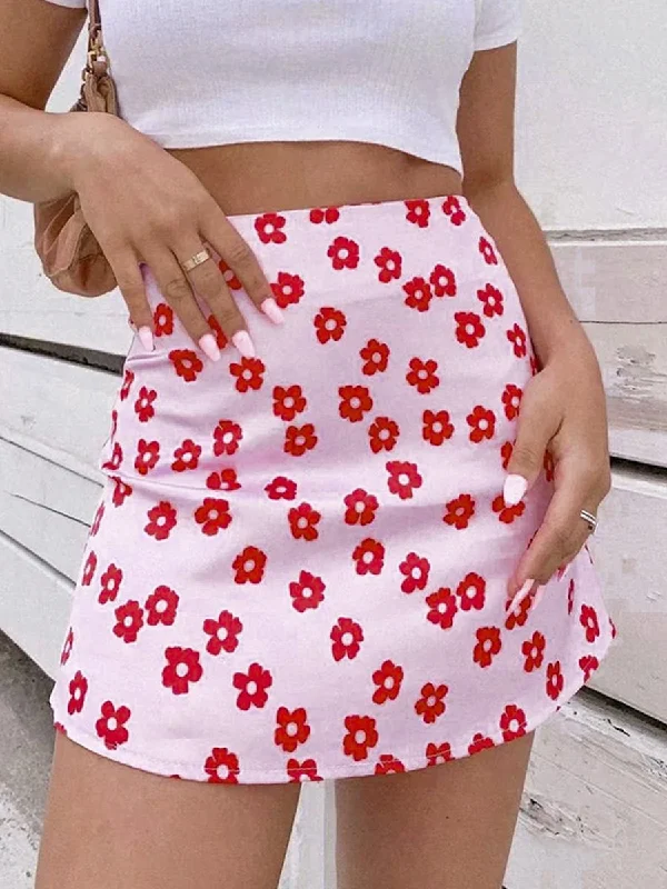 Kitty Floral Short Skirt - Pink