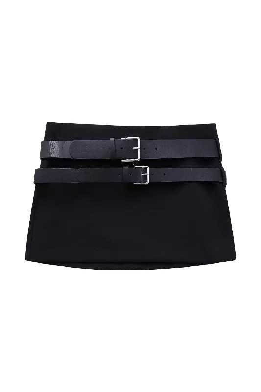 'Nicola' Low Rise Belted Mini Skirt