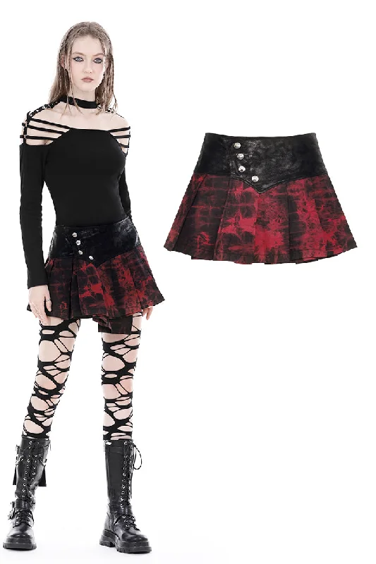 Punk dye blood red mini skirt KW318