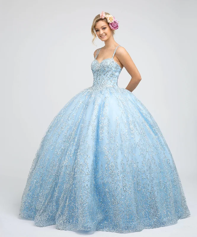 Long Quinceanera Glitter Mesh Ball Gown Sale