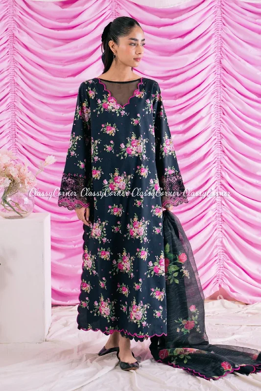 Black Pink Printed Salwar Kameez