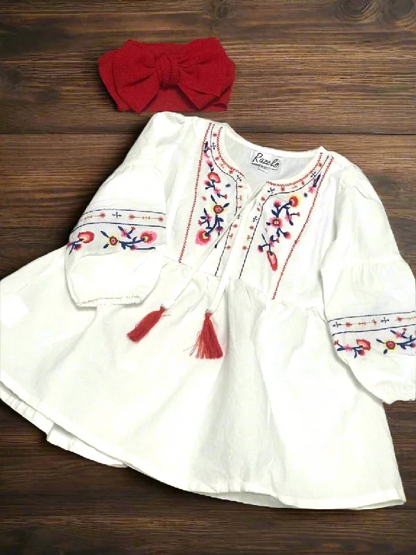 Girls' BOHO Embroidered Dress Tunic – Girls Fall Dress, Embroidered Dress, BOHO Style