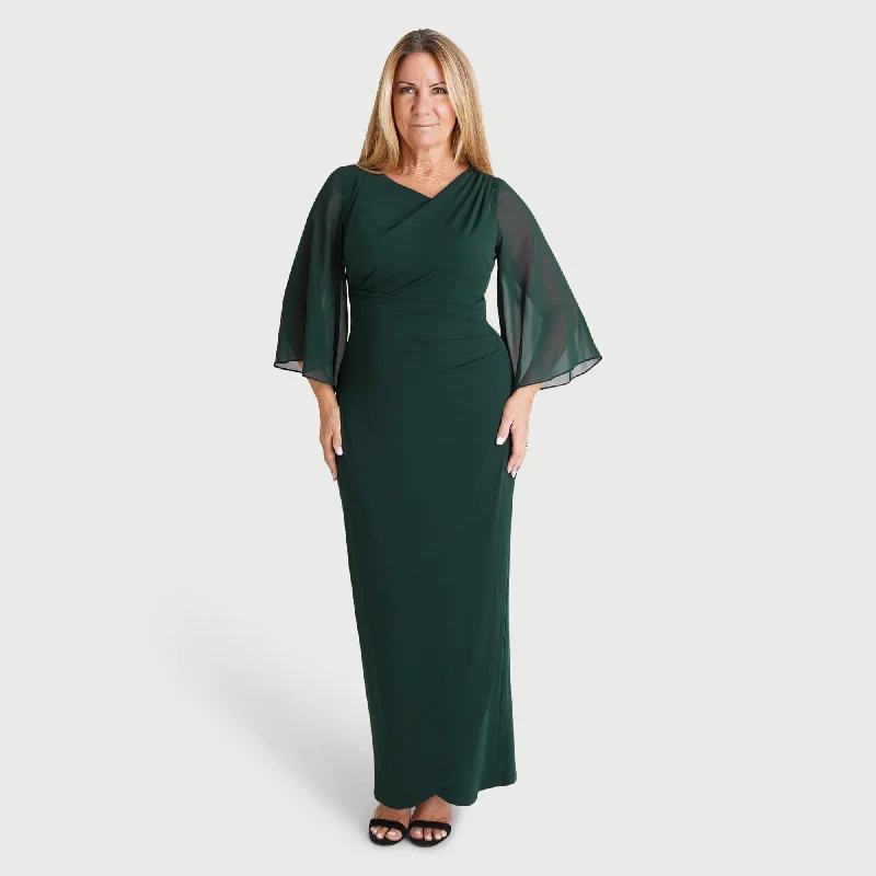 Carrie Hunter Green Asymmetrical Floor Length Dress