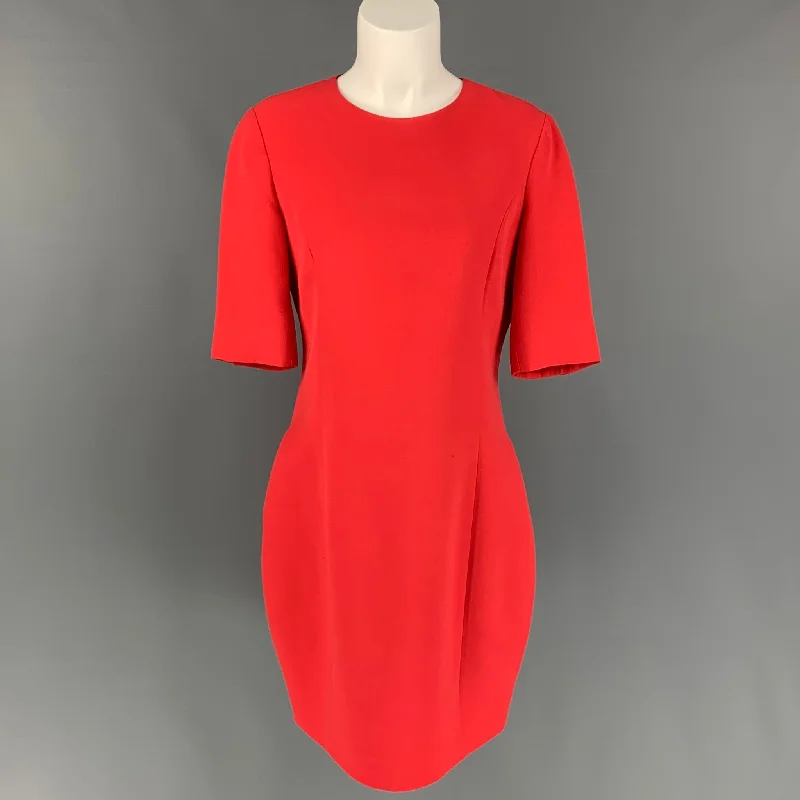 CHRISTIAN DIOR Size 8 Red Silk / Wool Knee-Length A-line Dress