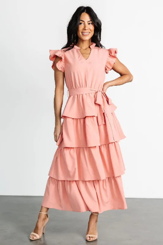 Chrysanthi Tiered Dress | Dusty Coral