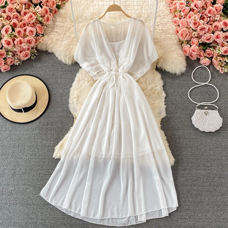 Cute v neck A line dress fashion dress  535