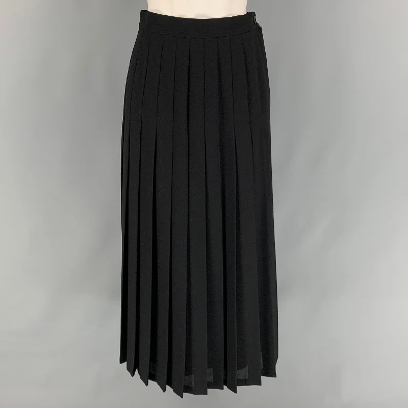 ESCADA Size 8 Black Wool Pleated Maxi Skirt