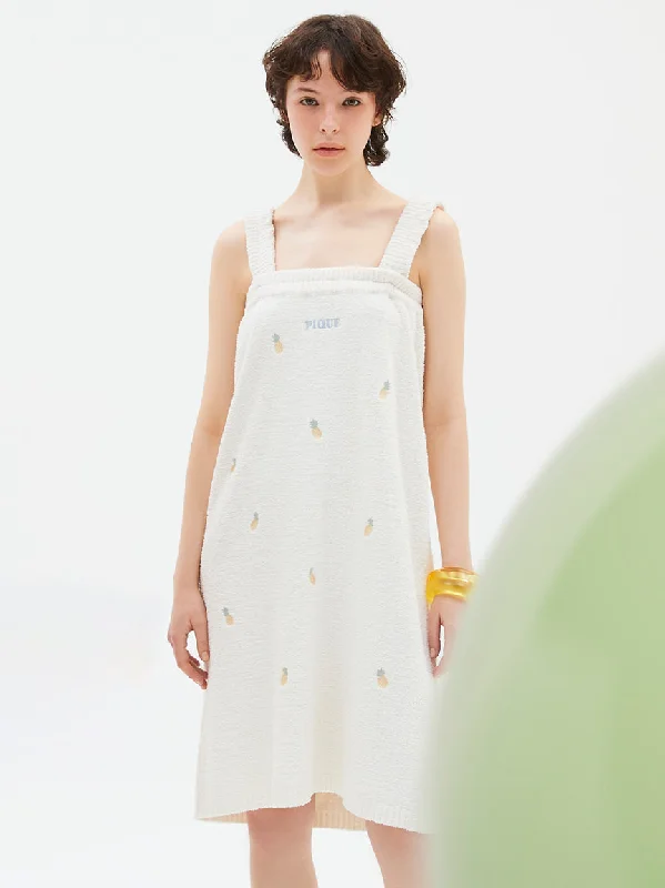 Fruit Embroidery Soft Fluffy Lounge Dress