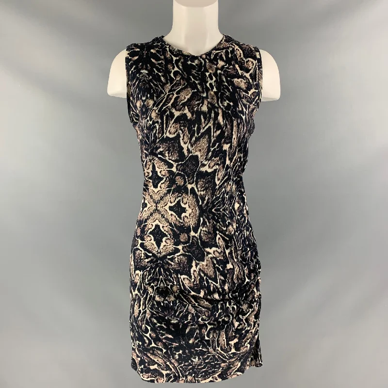 HAUTE HIPPIE Size M Black & Beige Modal Marbled Dress