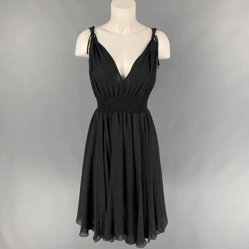 JOHN RICHMOND Size 6 Black Knotted Straps A-Line Dress