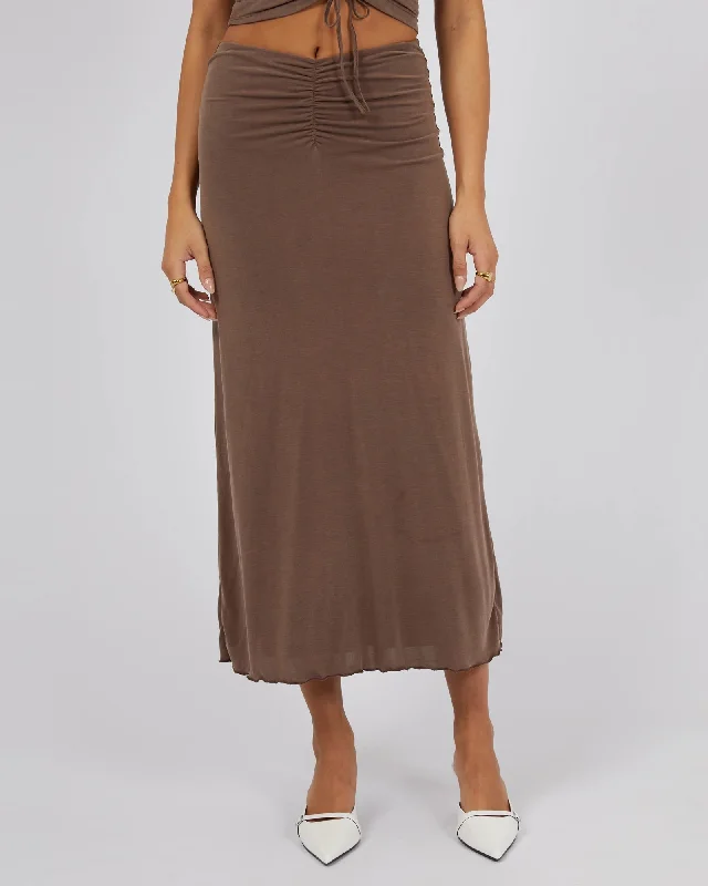 JORGE Luxe Womens Maxi Skirt - Brown