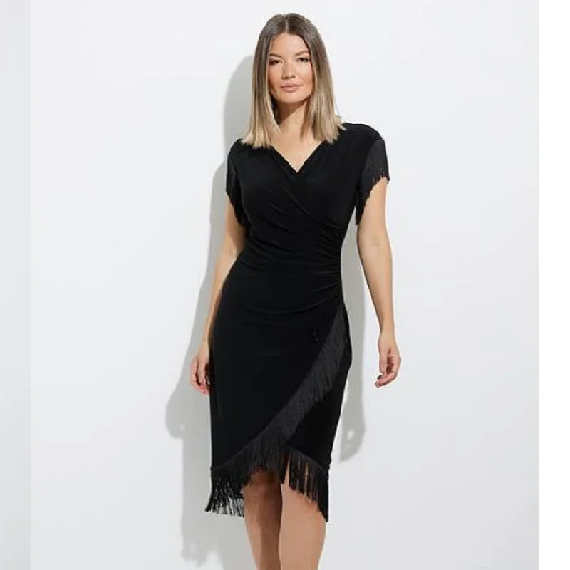 Joseph Ribkoff Black Fringe Hem Dress