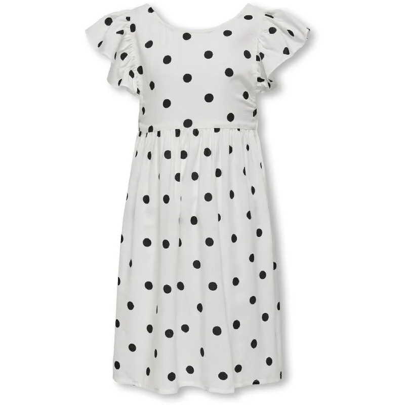 kids ONLY Cloud Dancer Black Dot Dotty Detail Dress