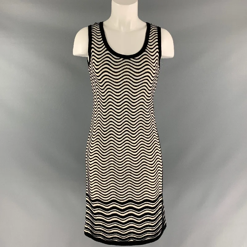 M MISSONI White  Knitted Size 4 Black Dress