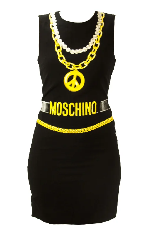 Moschino Couture Printed Sheath Dress IT 42 Black