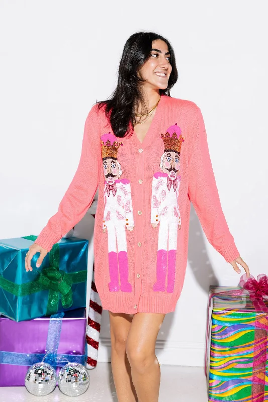 Neon Pink & White Tiger Blazer Nutcracker Cardigan Dress