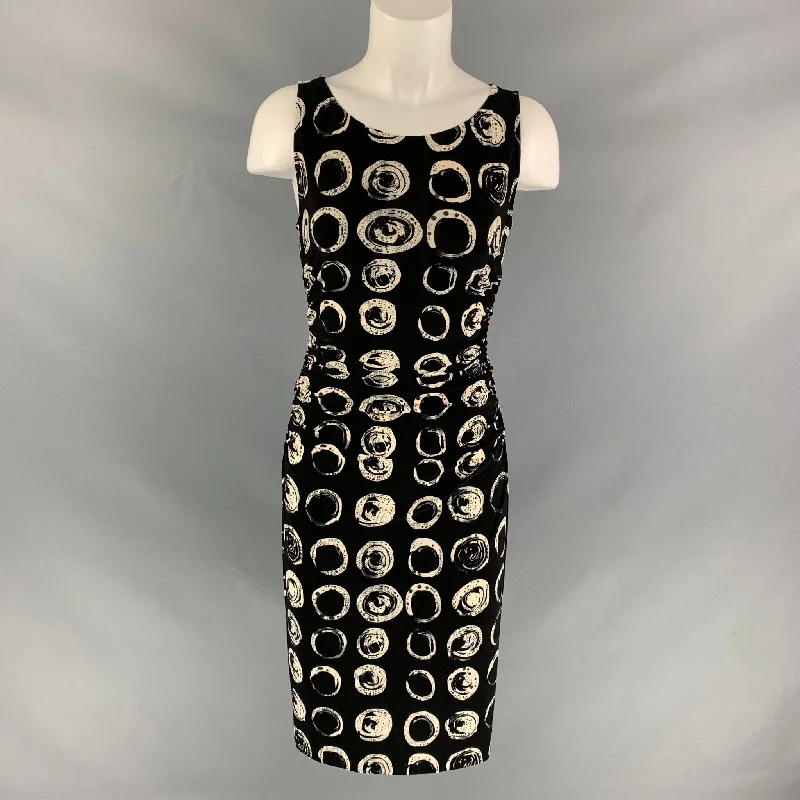 NORMA KAMALI Size S Black White Circles Dress