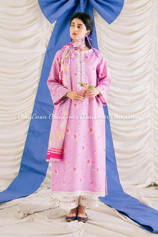 Pink Printed Pakistani Lawn Dress