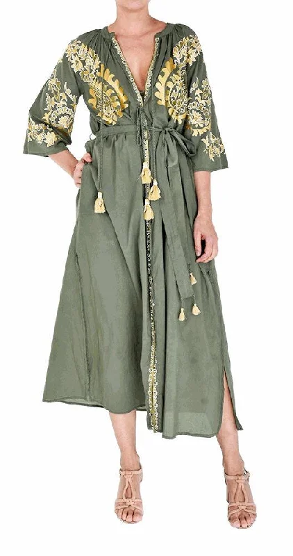 Pen Long Giant Paisley Tunic Vert Fonce