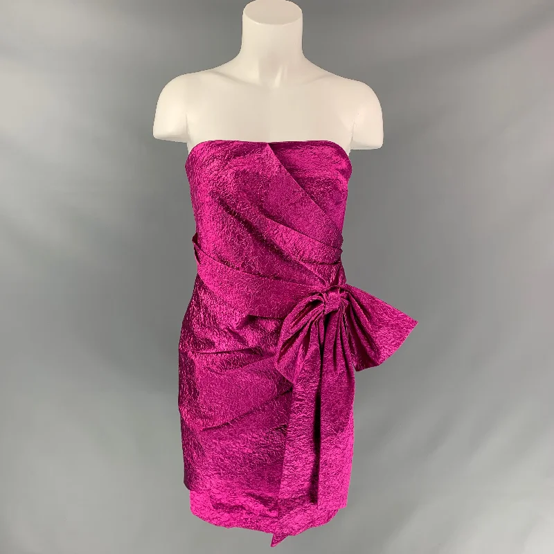 RONNY KOBO Size M Fuchsia Polyamide Bend Wrinkled Strapless Carolayna Dress