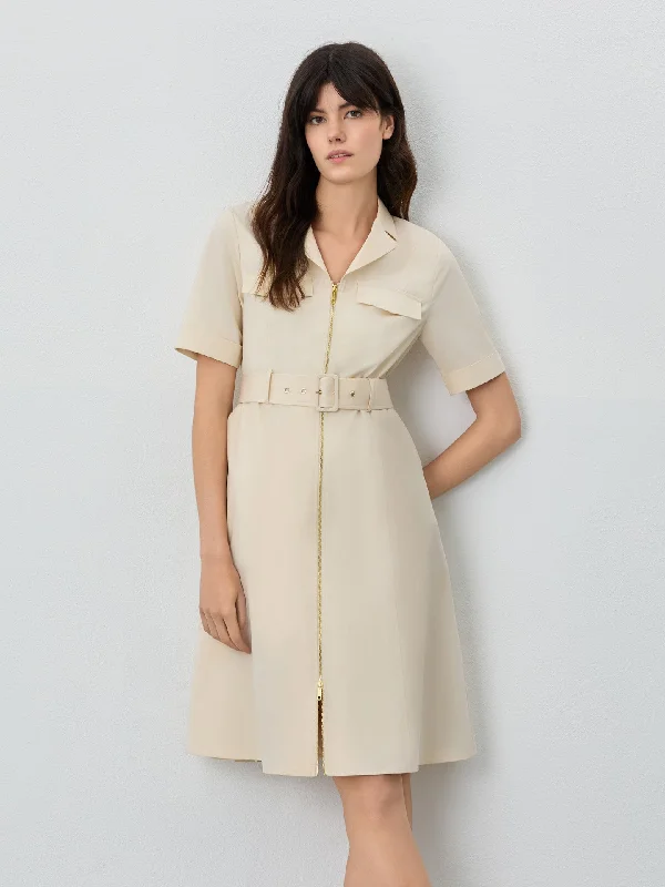 Safari Knee Lenght Dress In Cotton Tencel