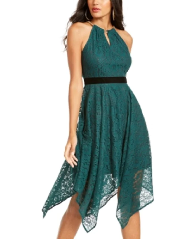 Thalia Sodi Women's Chain Neck Lace Dress Green Size Large