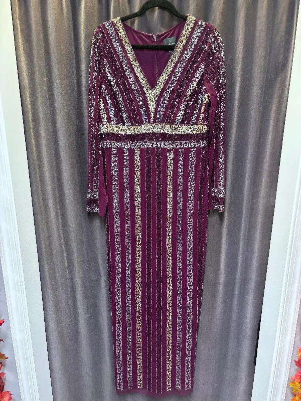 Adrianna Papell Sequin Stripe Evening Dress - Size 14