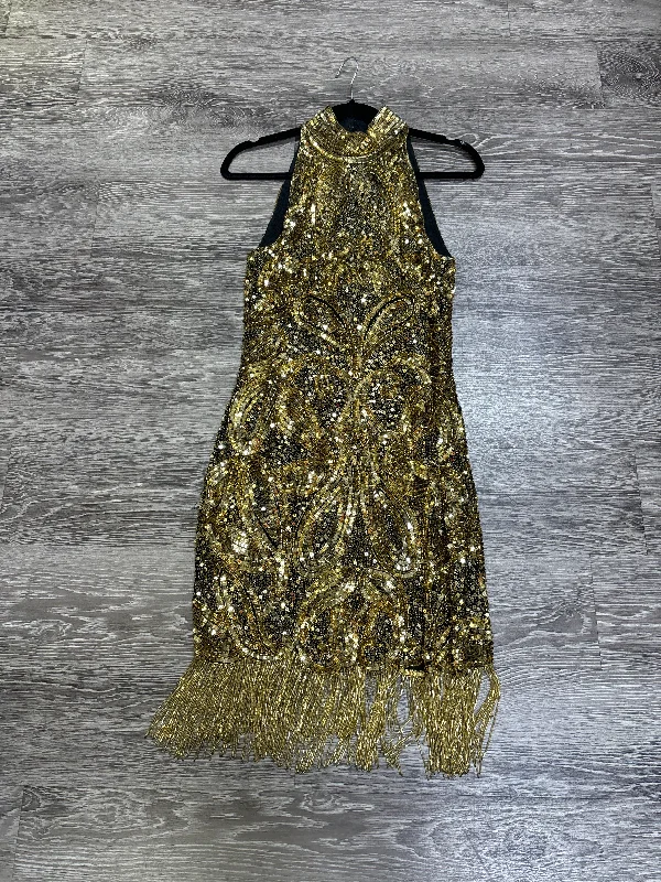 Vintage Black Tie Sequin Dress - Size 8