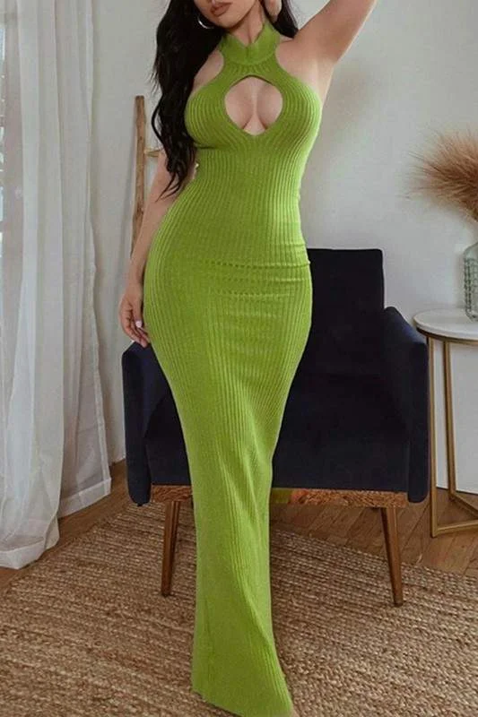 HALTER BODYCON LONG DRESS