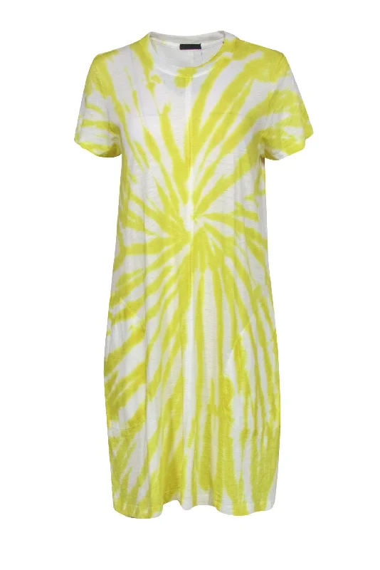 ATM - Yellow Tie-Dye Print T-Shirt Dress Sz L