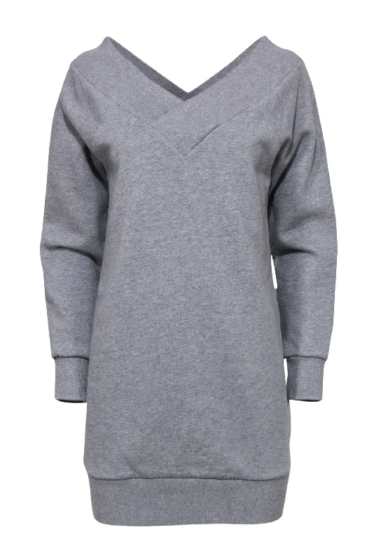 Burberry - Gray Off-the-Shoulder Sweatshirt Dress Sz S