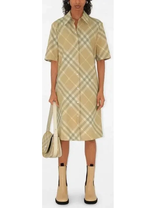 Check Cotton Shirt Dress, Flax