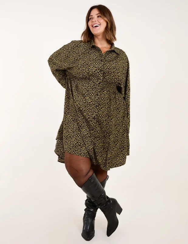 Curve Leopard Shirt Dress