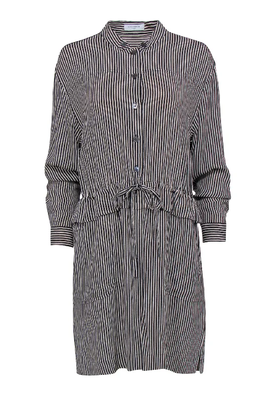 Equipment - Cream & Black Striped "Lizza" Shirtdress Sz 6