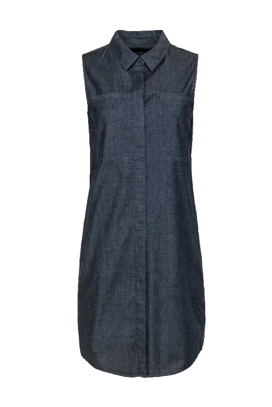 Theory - Dark Wash Chambray Button-Up Sleeveless Shirtdress Sz S