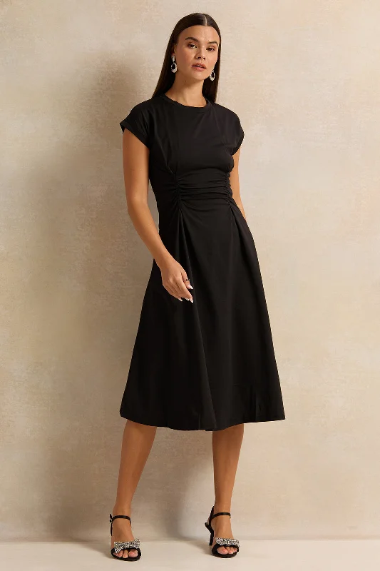 Women Black Midi Dress